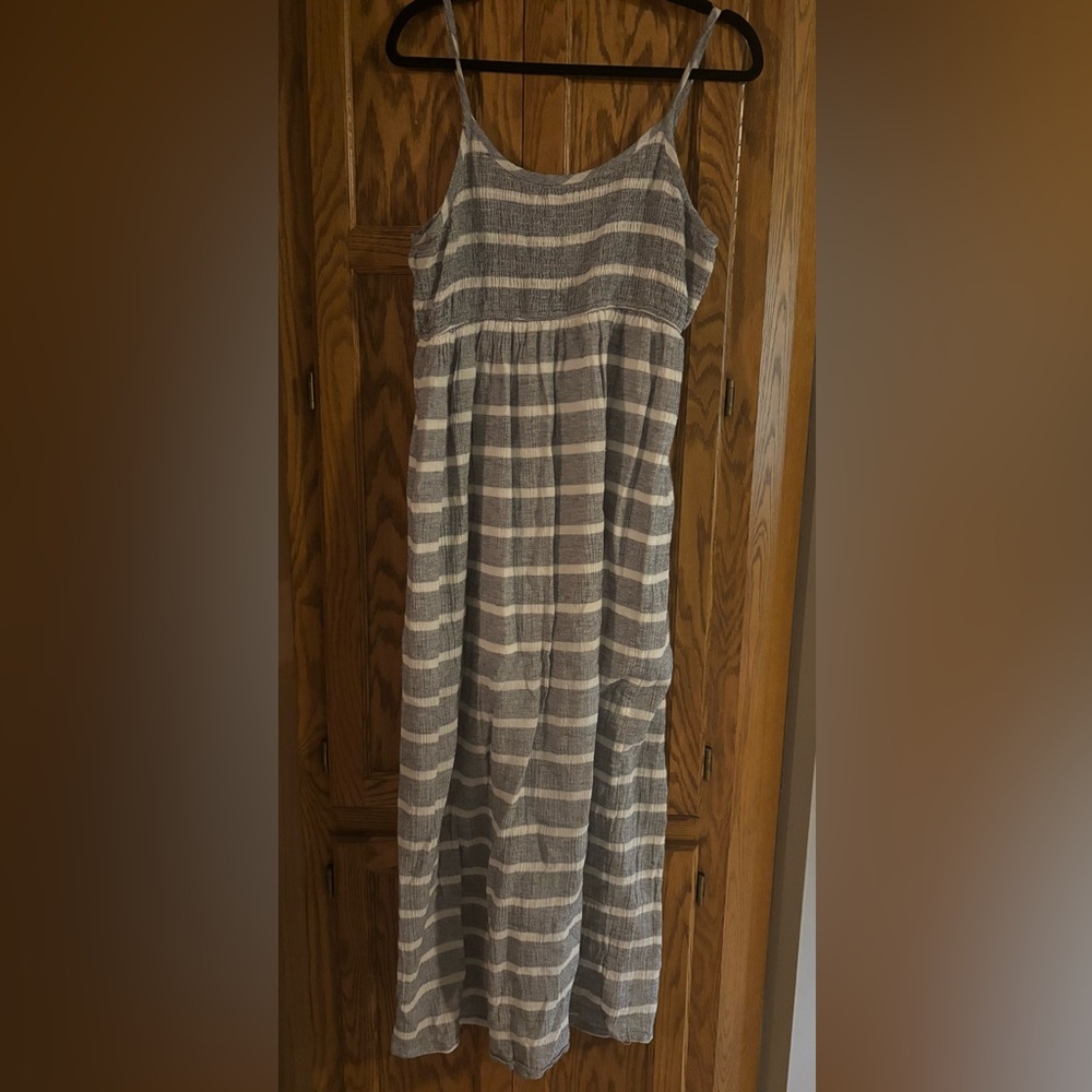 Q&A Striped Maxi Skirt in Gray and Cream